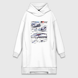 Женское худи-платье Toyota Gazoo Racing sketch, цвет: белый