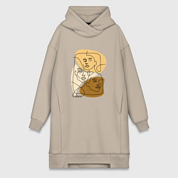 Женское худи-платье Разная любовь, цвет: миндальный