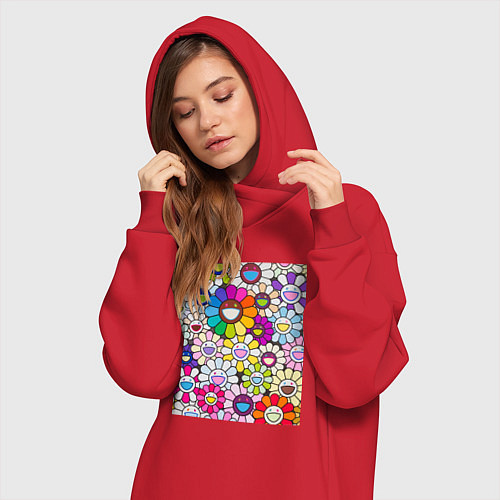 Женская толстовка-платье Field of Flowers Мураками / Красный – фото 3