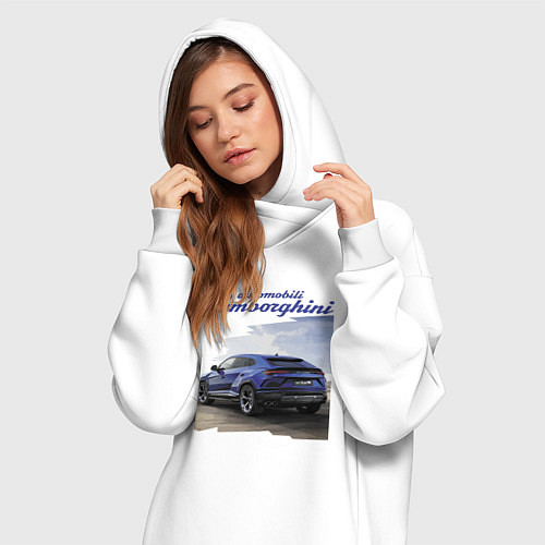 Женская толстовка-платье Lamborghini Urus Sport / Белый – фото 3