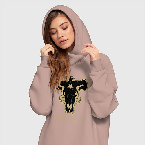 Женская толстовка-платье Черный Бык / Пыльно-розовый – фото 3