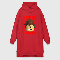 Женское худи-платье ROBLOX RED LOGO LEGO FACE, цвет: красный