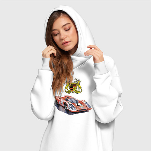 Женская толстовка-платье Porsсhe retro / Белый – фото 3