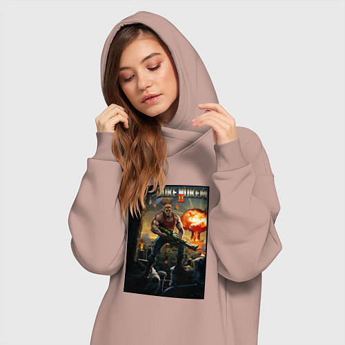 Женская толстовка-платье Poster Duke Nukem 2 / Пыльно-розовый – фото 3