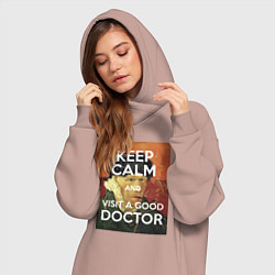 Женское худи-платье Успокойся и сходи к хорошему доктору!, цвет: пыльно-розовый — фото 2