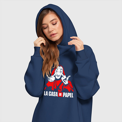 Женская толстовка-платье БУМАЖНЫЙ ДОМ, В Ж*ПУ СИСТЕМУ / Тёмно-синий – фото 3