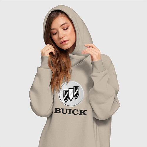 Женская толстовка-платье Gray gradient Logo Buick / Миндальный – фото 3