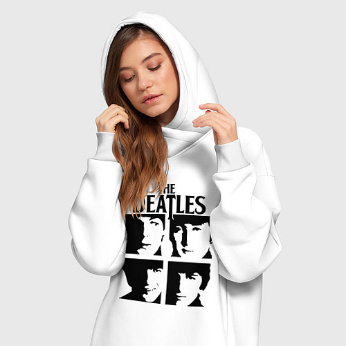 Женская толстовка-платье The Beatles - legendary group! / Белый – фото 3