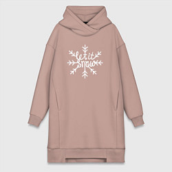 Женское худи-платье Snowflake Let it snow, цвет: пыльно-розовый