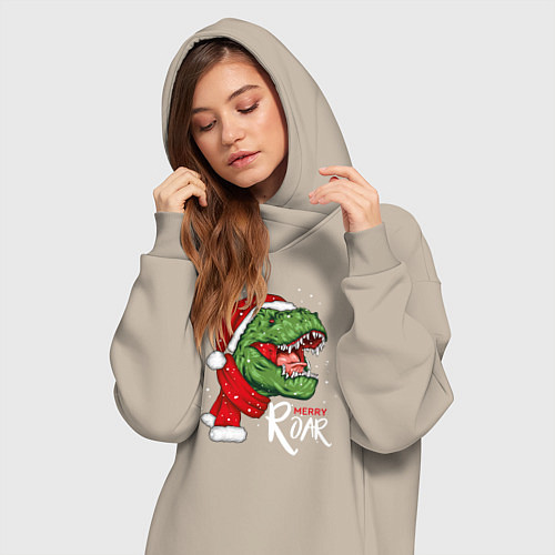 Женская толстовка-платье T-rex Merry Roar / Миндальный – фото 3
