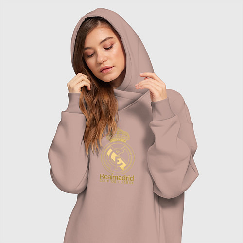 Женская толстовка-платье Real Madrid gold logo / Пыльно-розовый – фото 3