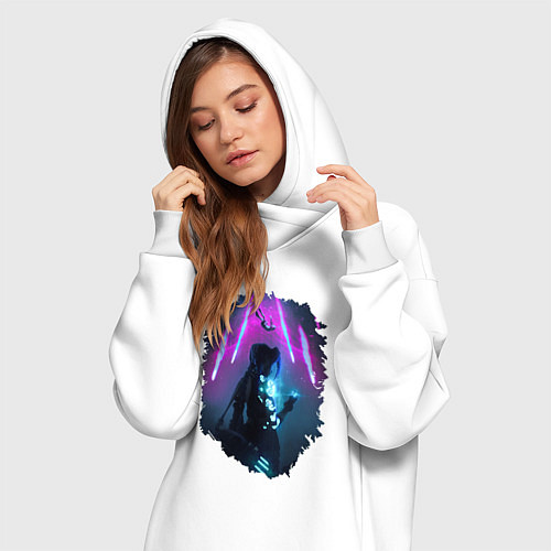 Женская толстовка-платье ДЖИНКС, ЛИГА ЛЕГЕНД ARCANE JINX / Белый – фото 3