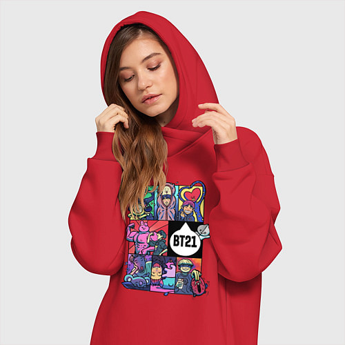 Женская толстовка-платье BT21 POP-ART / Красный – фото 3