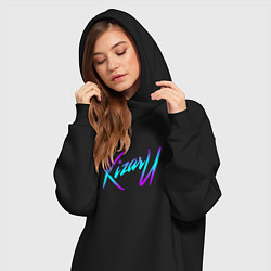 Женское худи-платье КИЗАРУ НЕОН ЛОГО KIZARU NEON LOGO, цвет: черный — фото 2