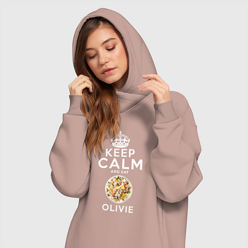 Женская толстовка-платье Будь спокоен и ешь Оливье / Пыльно-розовый – фото 3