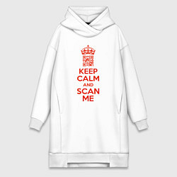 Женское худи-платье Keep calm and scan me - fuck off, цвет: белый