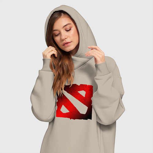 Женская толстовка-платье ЧЁРНО КРАСНОЕ ЛОГО ДОТА 2 DOTA 2 LOGO / Миндальный – фото 3