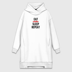 Женская толстовка-платье Eat оливье Sleep Repeat