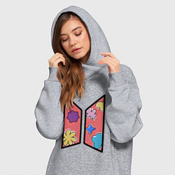 Женское худи-платье BTS Permission To Dance КОНФЕТКИ, цвет: меланж — фото 2