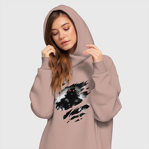 Женская толстовка-платье THE GUY DISTURBED РОК / Пыльно-розовый – фото 3