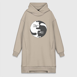 Женская толстовка-платье Коты инь янь 01