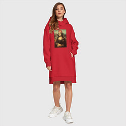 Женское худи-платье Dont Worry Be Happy Мона Лиза, цвет: красный — фото 2