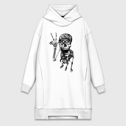 Женское худи-платье Skeleton dude, цвет: белый