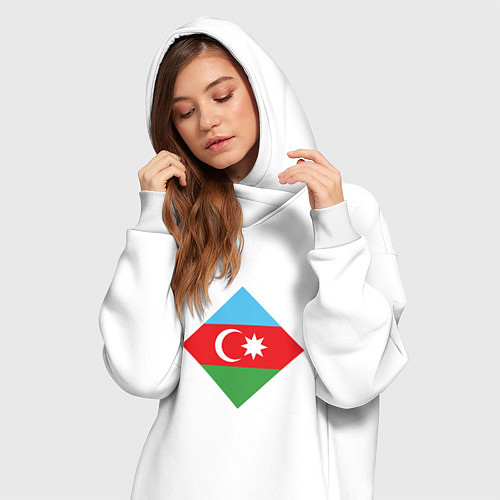 Женская толстовка-платье Flag Azerbaijan / Белый – фото 3
