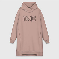 Женское худи-платье ACDC Logo Молния, цвет: пыльно-розовый