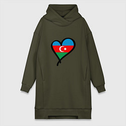 Женское худи-платье Azerbaijan Heart, цвет: хаки