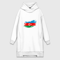 Женское худи-платье Флаг - Азербайджан, цвет: белый
