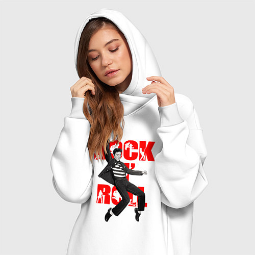 Женская толстовка-платье Rokc n roll king / Белый – фото 3