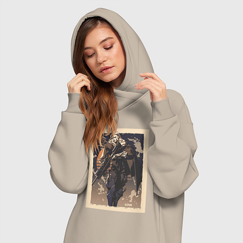 Женская толстовка-платье Sova арт / Миндальный – фото 3