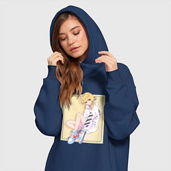 Женское худи-платье Современная Люмин, цвет: тёмно-синий — фото 2