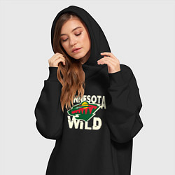 Женское худи-платье Миннесота Уайлд, Minnesota Wild, цвет: черный — фото 2