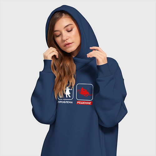 Женская толстовка-платье Проблема и решение / Тёмно-синий – фото 3