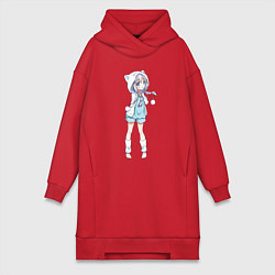 Женское худи-платье Furry anime!, цвет: красный