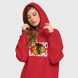 Женское худи-платье Чикаго Блэкхокс, Chicago Blackhawks, цвет: красный — фото 2