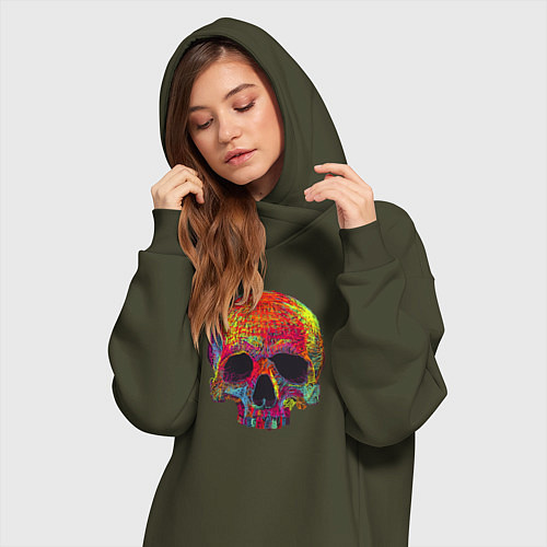 Женская толстовка-платье Cool color skull / Хаки – фото 3