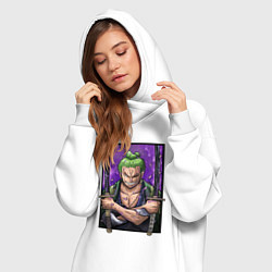 Женское худи-платье ВАН ПИС ЗОРО One Piece, цвет: белый — фото 2