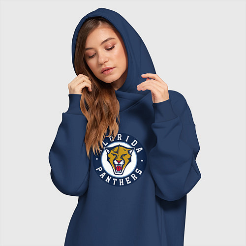 Женская толстовка-платье Florida Panthers Флорида Пантерз Логотип / Тёмно-синий – фото 3