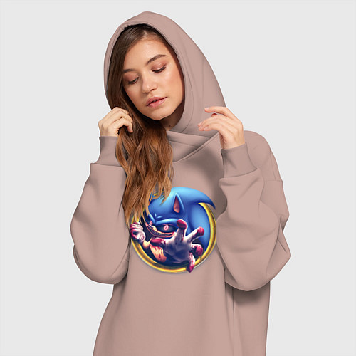 Женская толстовка-платье Sonic Exe Horror / Пыльно-розовый – фото 3