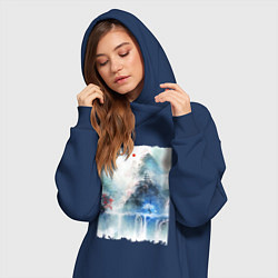 Женское худи-платье Изумительный японский пейзаж, цвет: тёмно-синий — фото 2