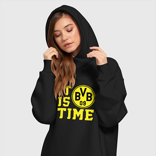 Женская толстовка-платье Borussia Dortmund Боруссия Дортмунд / Черный – фото 3