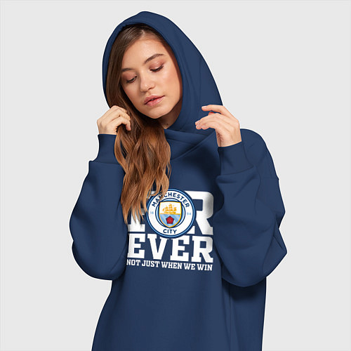 Женская толстовка-платье Manchester City FOREVER NOT JUST WHEN WE WIN Манче / Тёмно-синий – фото 3
