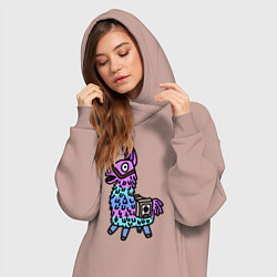 Женское худи-платье Фортнайт Лама Fortnite Lama, цвет: пыльно-розовый — фото 2