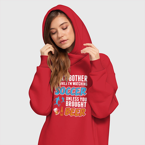 Женская толстовка-платье Не мешай мне смотреть футбол, если только ты не пр / Красный – фото 3