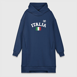 Женское худи-платье Футбол Италия, цвет: тёмно-синий