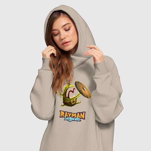 Женская толстовка-платье Rayman Legends Зеленый человечек с щитом / Миндальный – фото 3