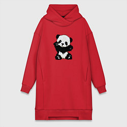 Женское худи-платье Cute Baby Panda, цвет: красный